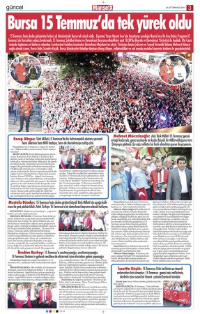 BURSA 15 TEMMUZ'DA TEK YÜREK OLDU