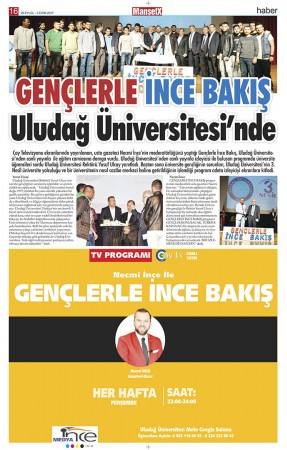 GENÇLERLE İNCE BAKIŞ 
ULUDAĞ ÜNİVERSİTESİ'NDE