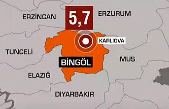 Bingöl'de 5,8 büyüklüğünde deprem meydana geldi