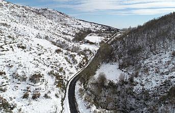 Tekirdağ'da beyaza bürünen ormanlar drone ile görüntülendi