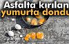 Asfalta Kırılan Yumurta Dondu!