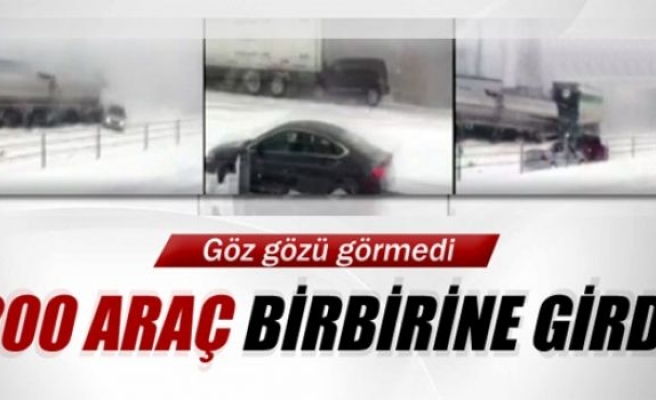 200 araç birbirine girdi