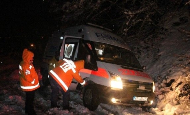 Ambulans Su Kanalına Düştü, Köylüler İmdada Yetişti