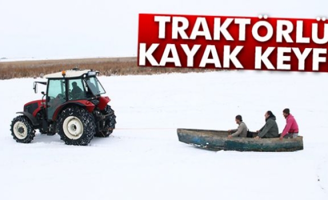 Balıkçıların traktörlü kayak keyfi