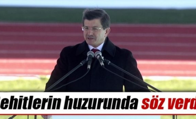 Başbakan Davutoğlu, şehitlerin huzurunda söz verdi