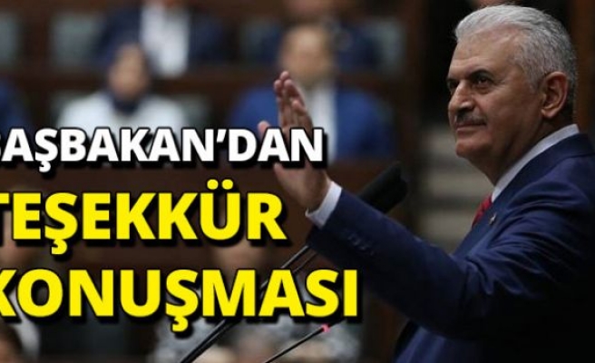 Başbakan Yıldırım'dan teşekkür konuşması