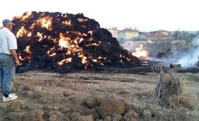 Binlerce balya saman alev alev yandı