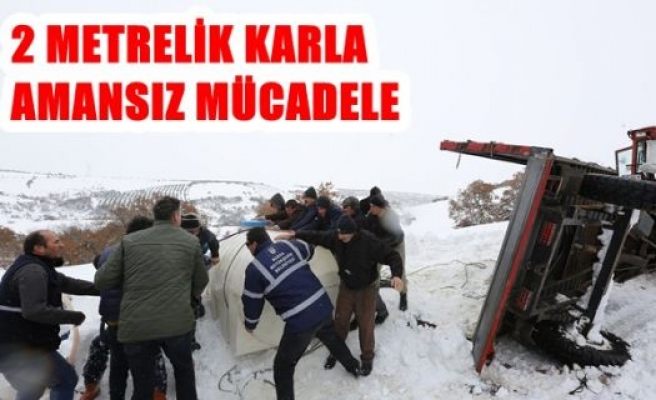 Bursa’da 2 metrelik karla amansız mücadele