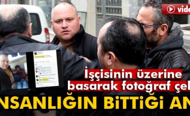 ÇALIŞANIN ÜZERİNE BASARAK FOTOĞRAF ÇEKTİRDİ!