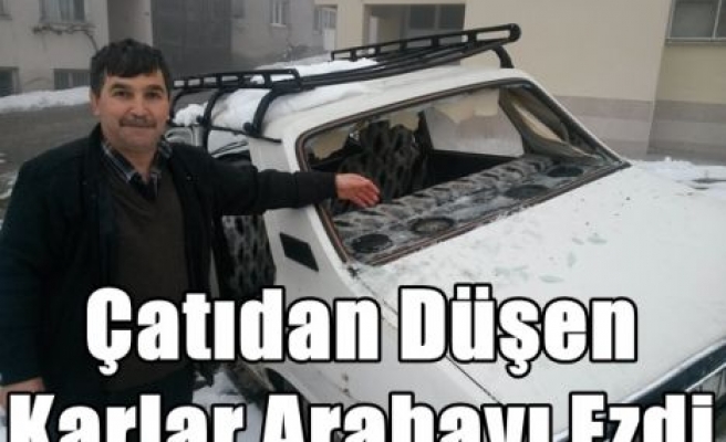 Çatıdan Düşen Karlar Arabayı Ezdi