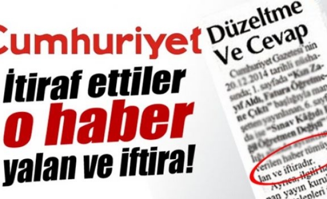 Cumhuriyet Gazetesi’nden Davutoğlu haberine yalanlama