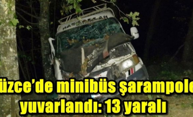 Düzce’de minibüs şarampole yuvarlandı: 13 yaralı