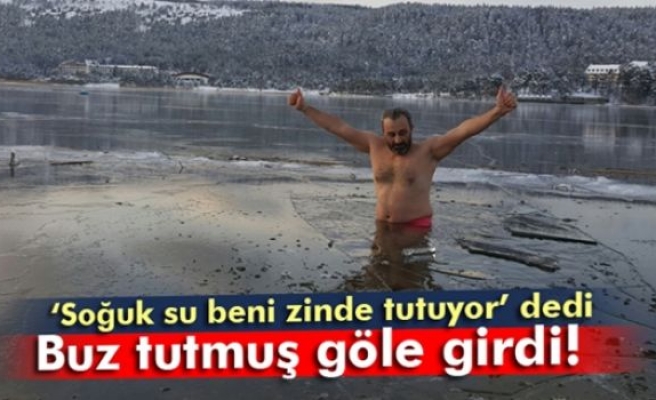 Eksi 20 derecede göle girdi