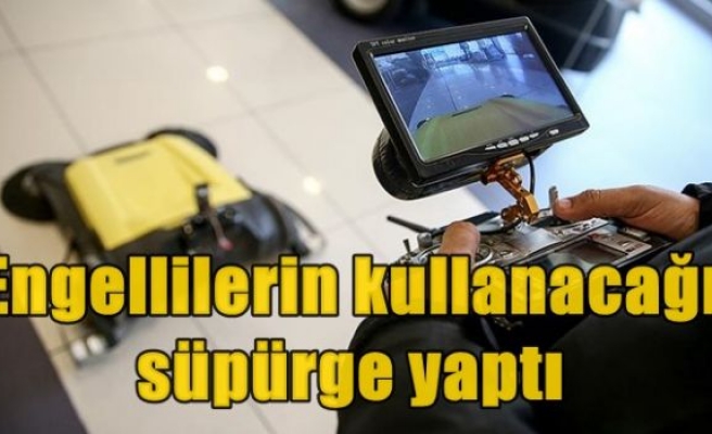 Engellilerin kullanacağı süpürge yaptı