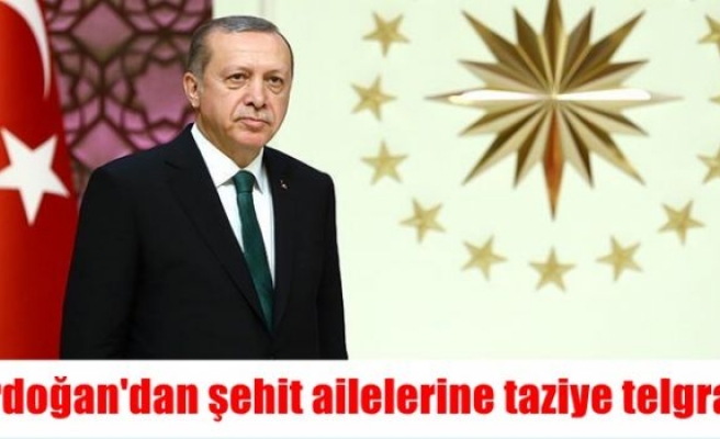 Erdoğan'dan şehit ailelerine taziye telgrafı