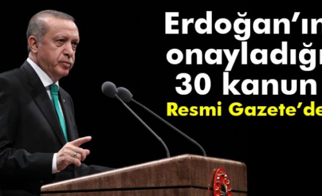 Erdoğan’ın Onayladığı 30 Kanun Resmi Gazete’de