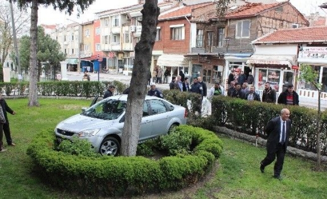 Gazla Freni Karıştırdı, Bankanın Bahçesine Girdi