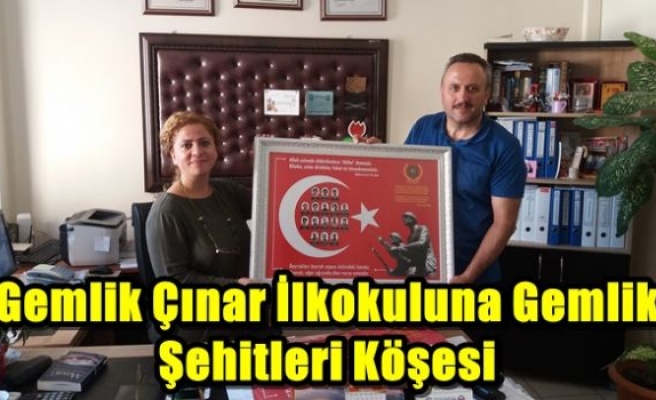  Gemlik Çınar İlkokuluna Gemlik Şehitleri Köşesi 