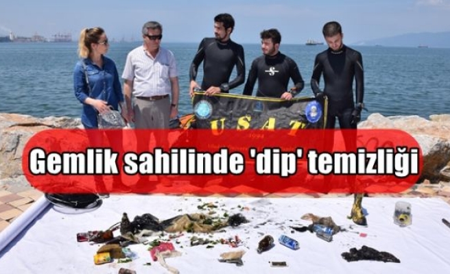 Gemlik sahilinde 'dip' temizliği