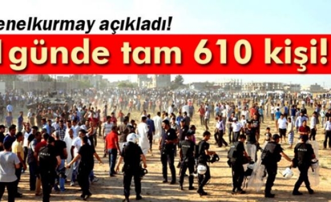 Genelkurmay açıkladı: Tam 610 kişi !