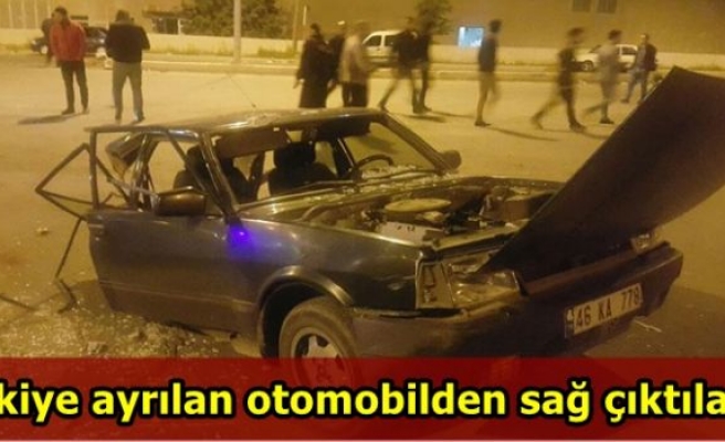 İkiye ayrılan otomobilden sağ çıktılar