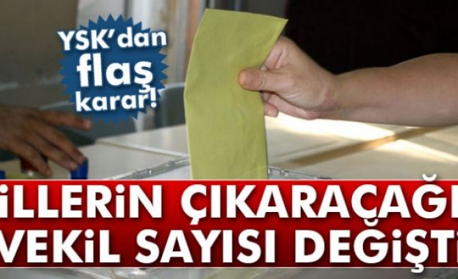 İllerin milletvekili sayısı değişti