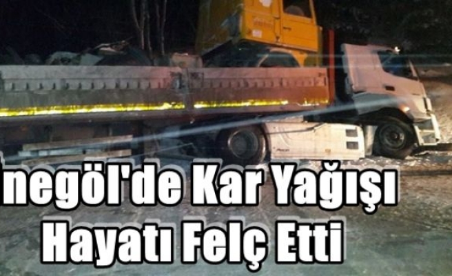 İnegöl'de Kar Yağışı Hayatı Felç Etti