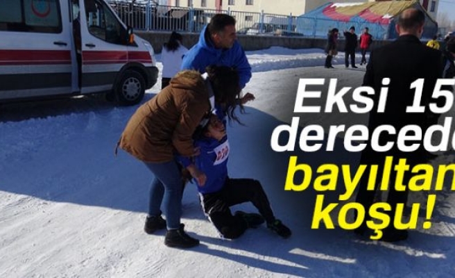 Kars’ta eksi 15 derecede bayıltan koşu