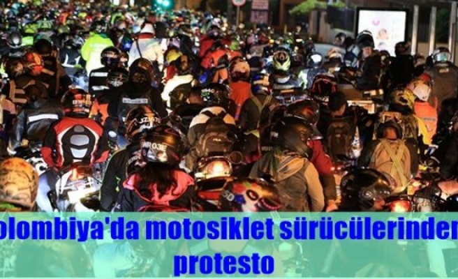 Kolombiya'da motosiklet sürücülerinden protesto