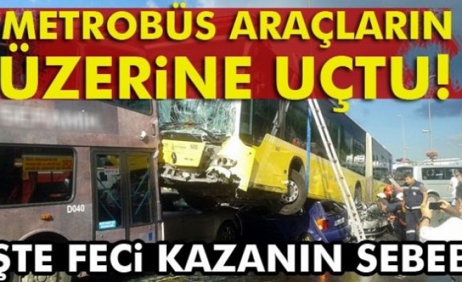 Kontrolden çıkan metrobüs araçların üzerine uçtu