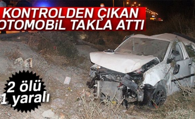 KONTROLDENÇIKAN OTOMOBİL TAKLA ATTI!