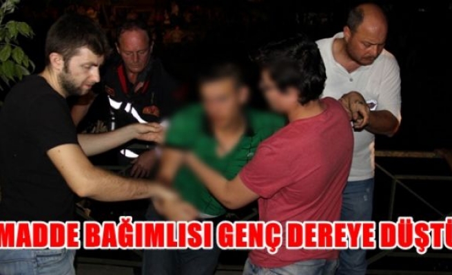 Madde bağımlısı genç dereye düştü