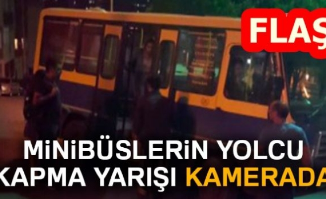 MİNİBÜSLERİN YOLCU KAPMA YARIŞI KAMERALARDA!