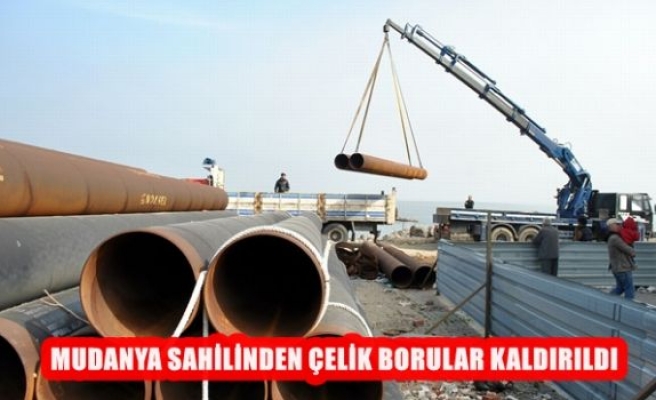 Mudanya Sahilinden Çelik Borular Kaldırıldı