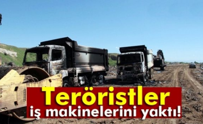 Muş'ta PKK'lılar iş makinesi yaktı