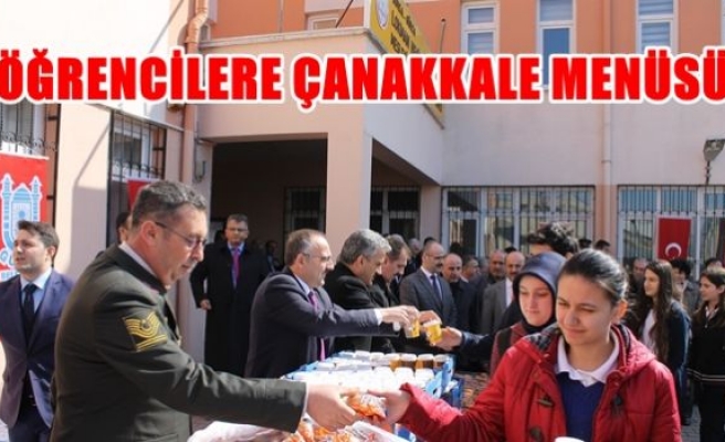 Öğrencilere Çanakkale menüsü 