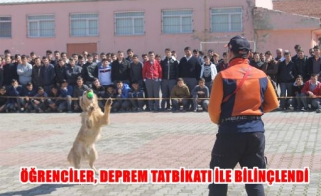 Öğrencilere deprem tatbikatı