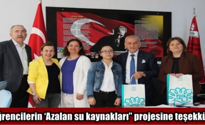 Öğrencilerin ‘Azalan su kaynakları” projesine teşekkür