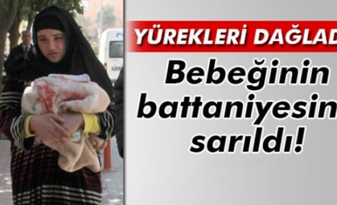 Ölen bebeğinin battaniyesine sarıldı