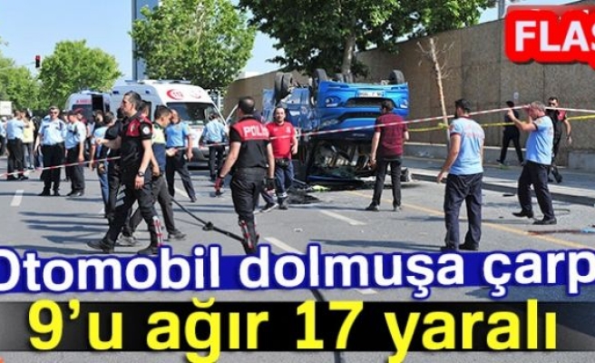 OTOMOBİL DOLMUŞA ÇARPTI!