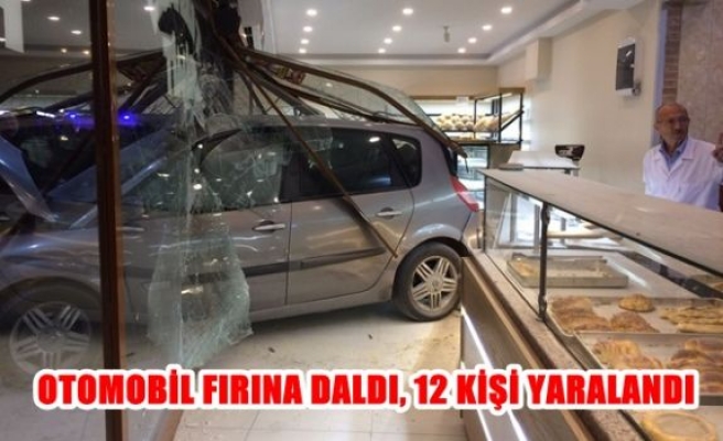 Otomobil fırına daldı, 12 kişi yaralandı