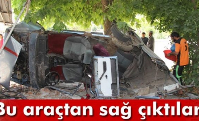 Paramparça olan araçtan sağ çıktılar