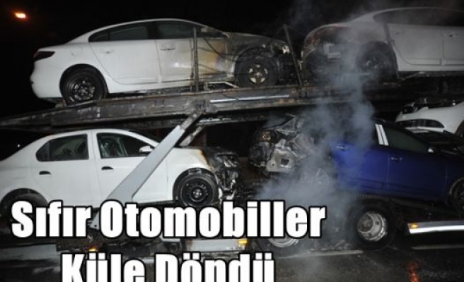 Sıfır Otomobiller Küle Döndü