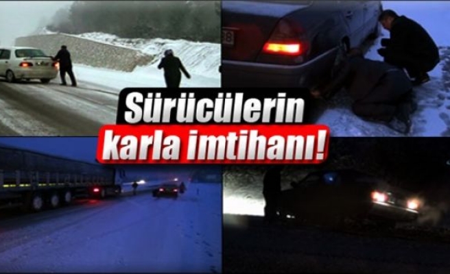 Sürücülerin karla imtihanı