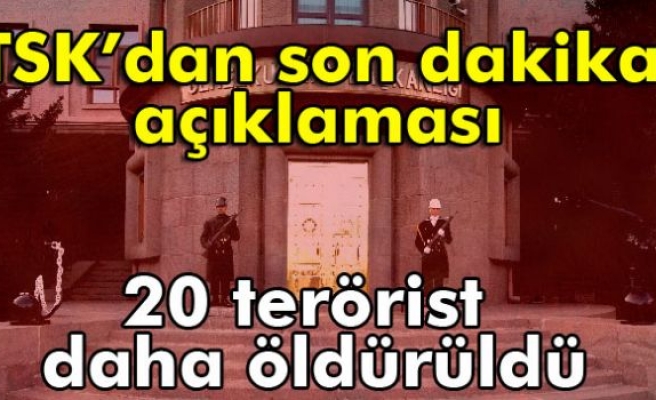 TSK: 20 terörist öldürüldü