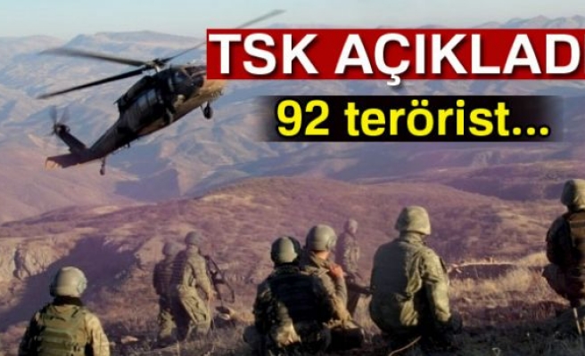 TSK: 'Bir haftada 92 terörist etkisiz hale getirildi'
