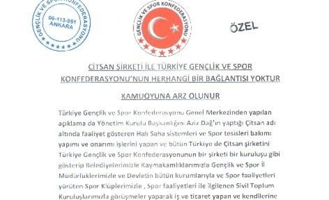 Türkiye Gençlik Ve Spor Konfederasyonu’ndan Açıklama