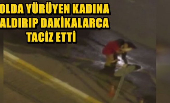 Yolda yürüyen kadına saldırıp taciz etti