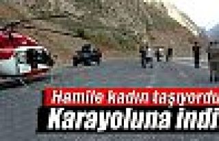 Ambulans helikopter karayoluna indi