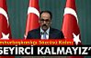 Cumhurbaşkanlığı Sözcüsü Kalın: 'Seyirci kalmayız'